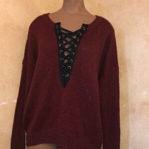 Express Lace-Up Hi-Lo Sweater NWT